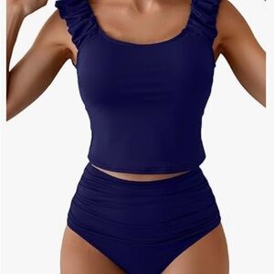 Navy Ruffled Bikini Set